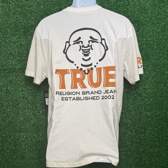 True Religion White Short Sleeve Tee with Smiley Detail - Picture 4 of 5